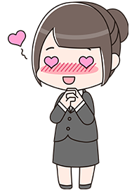 目がハートのスーツ姿の女性