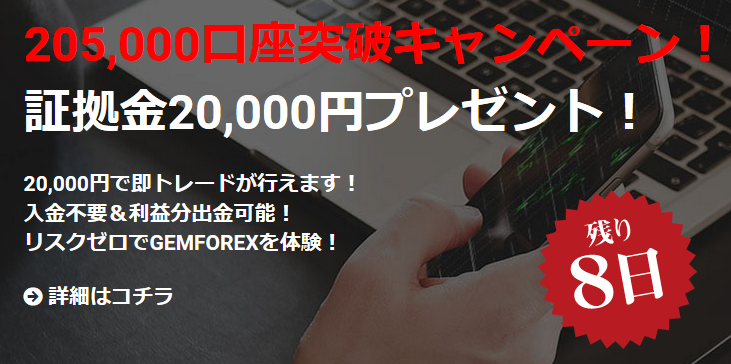 GEMFOREXの口座開設ボーナス