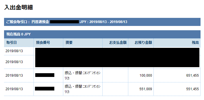 GEMFOREX|出金履歴