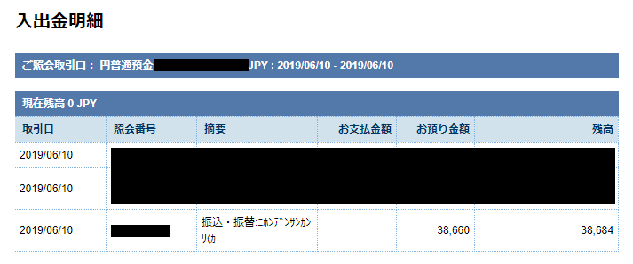 GEMFOREX|出金履歴