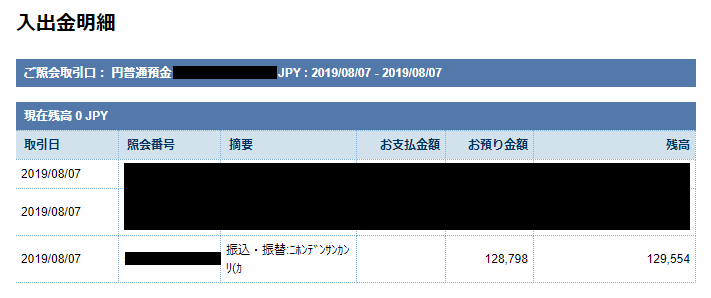 GEMFOREX|出金履歴