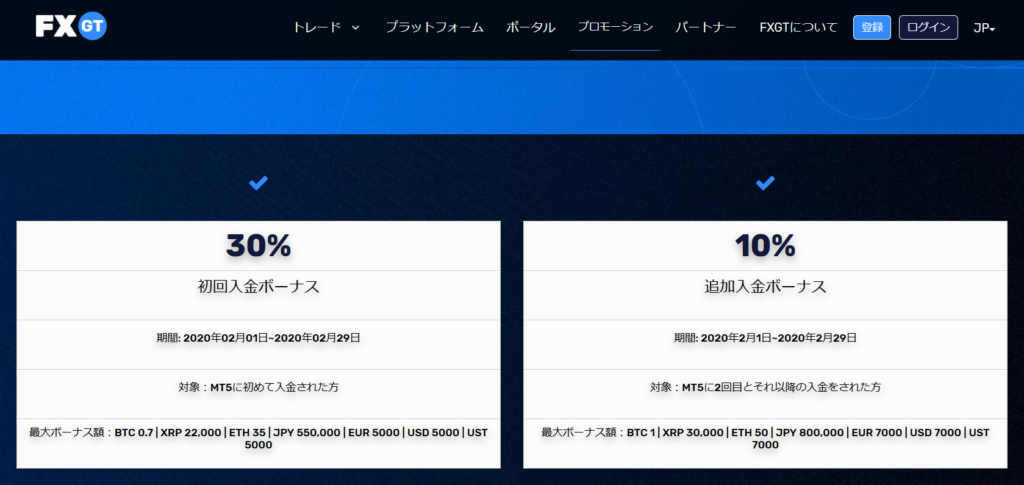 FXG口座開設特典