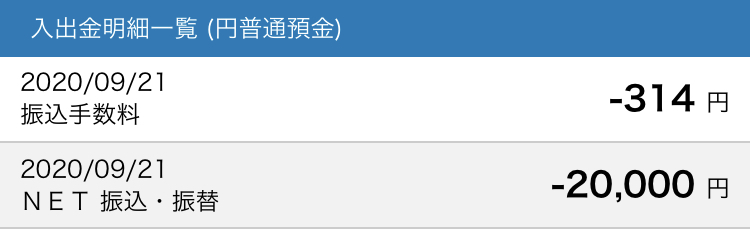 2万円振込